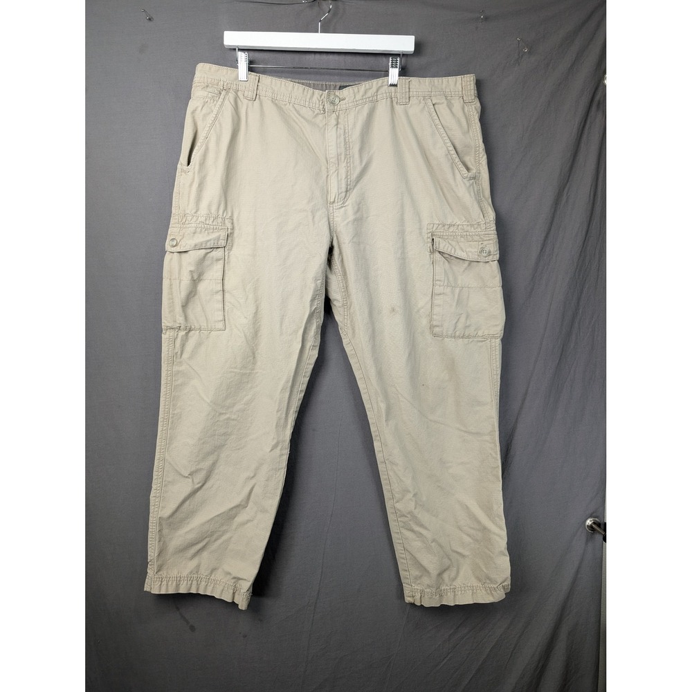 Cabelas Mens Cargo Pants 42x30 Tan Ripstop Cotton Outdoor Hiking Tactical